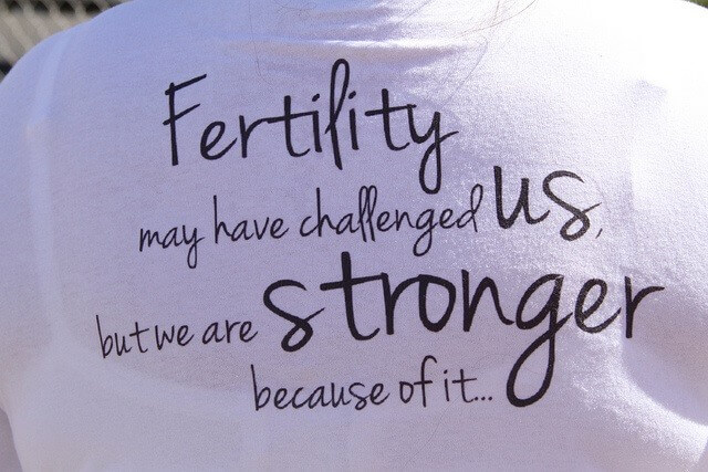 photo of fertility message on back of tee shirt